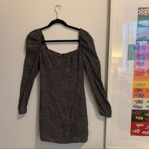 Zara Long Sleeve Puff Sleeve Square Neck Mini Dress